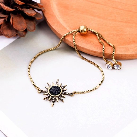 LIveChicStyle Jewelry - Boho Black Sun Burst Gold Bracelets